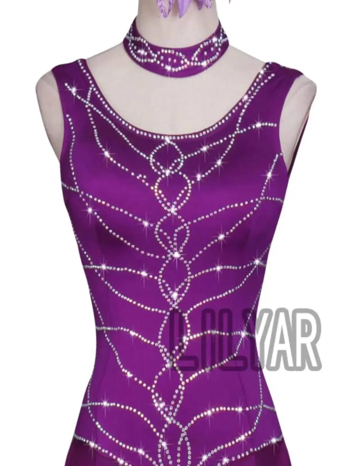 Nuovo abito da competizione professionale Gonna da ballo altalena grande Abito da ballo moderno per valzer Gonna da ballo quadrata Viola