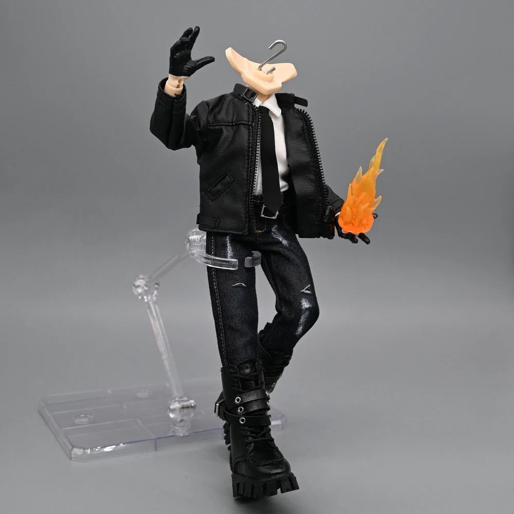 1/12 Trendy Motorcycle Leather Jacket Ripped Jeans Cloak Accessories for 6