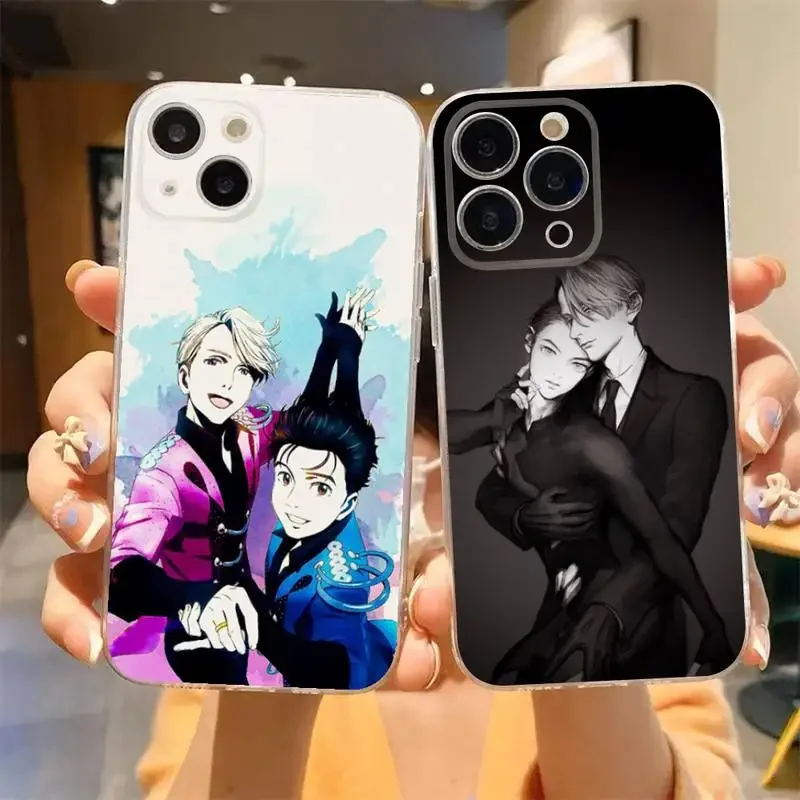 Yuri on ice Boys Love BL Phone Case For iPhone 11 12 Mini 13 14 15 Pro XS Max X 8 7 6s Plus 5 SE XR Transparent Shell