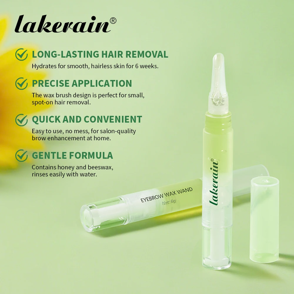 Lakerain Set di bacchette per cera per sopracciglia Formula delicata Facile salone fai-da-te Set per la depilazione del viso per sopracciglia con capelli lisci a lunga durata