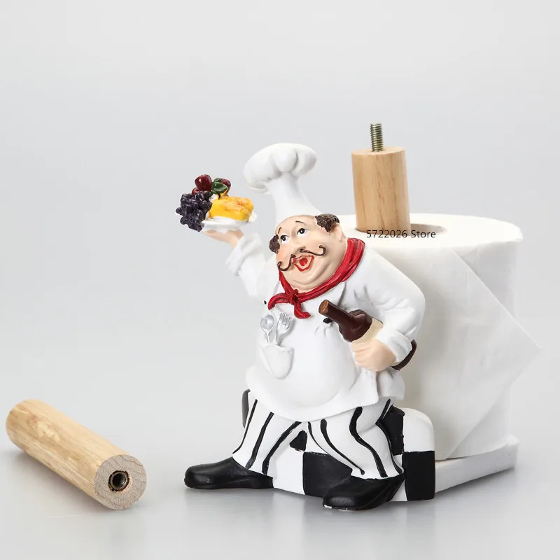 Bathroom Free Punch Paper Holder Creative Chef Character Household Vertical Paper Holder Kitchen Restaurant Paper Towel Holder