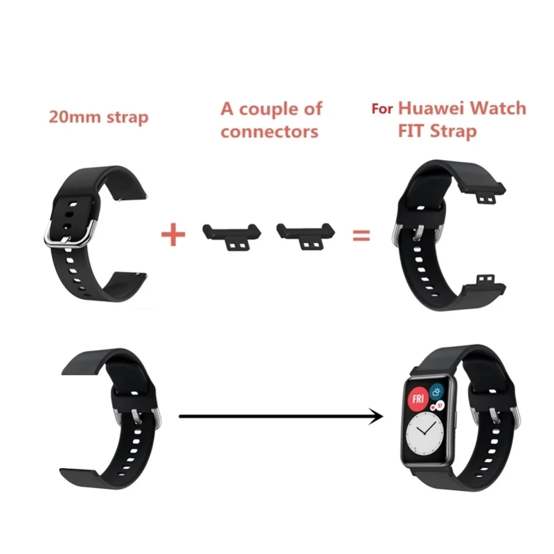 2PC Watch Strap Connector Adapters Replacement Metal Connector Link Attachment For Huawei Watch Fit Bracelet Accessory