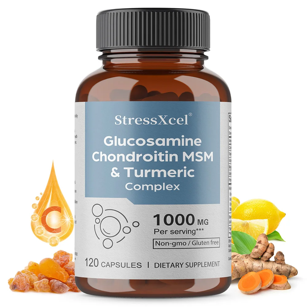 

Глюкозамин и хондроитин повышенной силы действия - для подвижности суставов, поддержки коленей и плотности костей с МСМ, куркумой, снимают дискомфорт