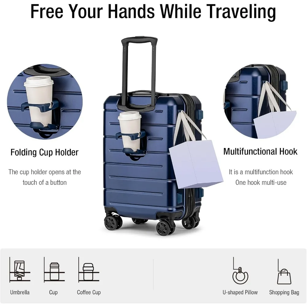 Expandable Hardshell Carry-On Luggage 22x14x9 TSA Lock Airline Approved 20 Inch Suitcase with Wheels Small Travel