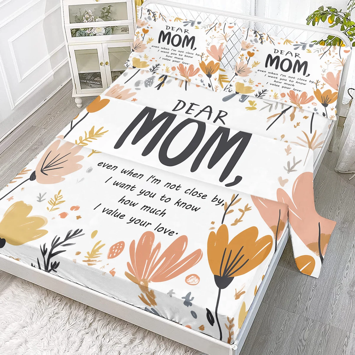 

Комплект простыней Garden Mom из четырех предметов, включая 1 обычное простыня, 1 очень большая простыня, 2 наволочки (теплый, праздничный)