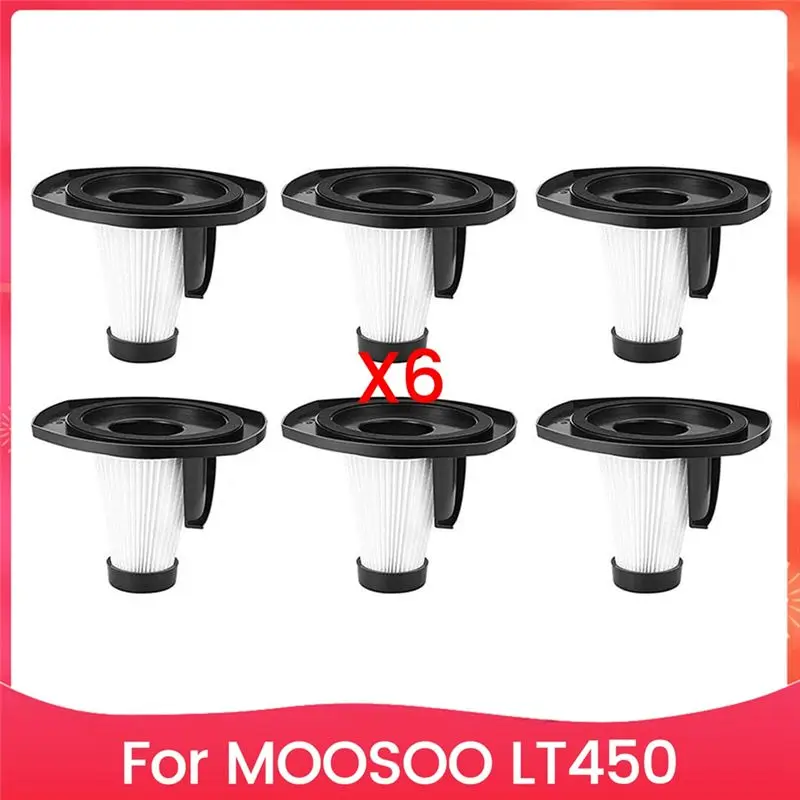 Vacuum Filters Set 6 Filter, Compatible With For MOOSOO LT450, Reusable Vacuum Cleaner Washable Home