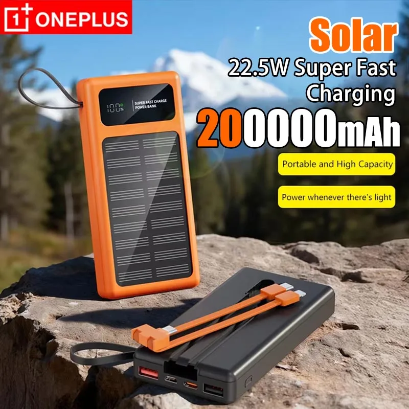 Oneplus 200000mAh Hochkapazitäts-Solarpowerbank Superschnelles Laden Eingebaute Powerbank Tragbare Schnelllade-Powerbank Neu