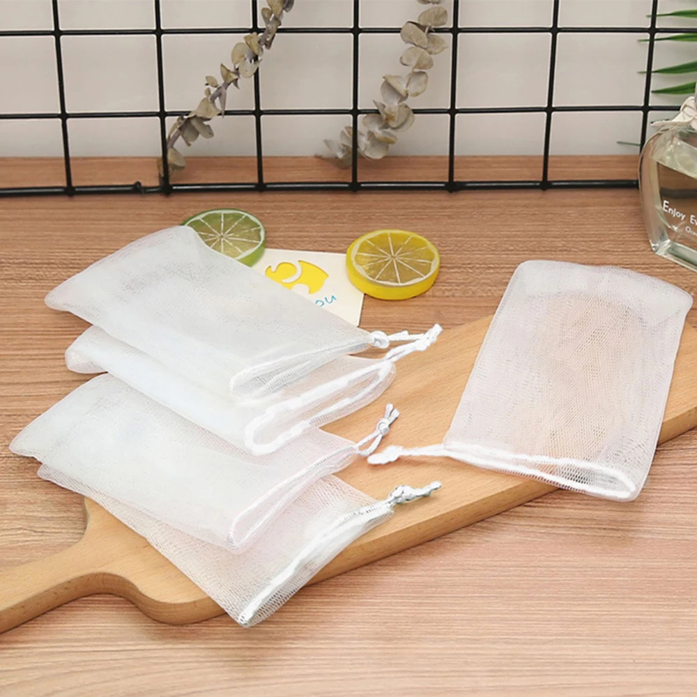 Soap Bag Portable Drawstring Bag Hangable Handmade Cleanser Soap Saver Bag Shower Foaming Mesh Household Cleaning Supplies