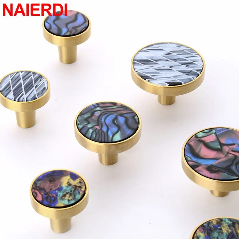 NAIERDI Copper Nordic Gold Cabinet Knobs Brass Hooks Pastoral Shell Wall Hangings Furniture Handle Drawer Knob Door Hardware