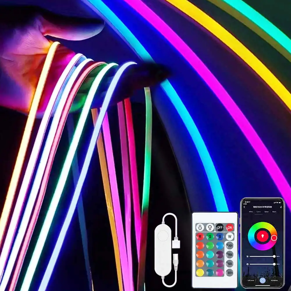 Tuya COB LED Strip Light WIFI RGBIC Smart Tape Addressable Flexible RGBIC LED Light 5V APP Control Support Alexa Google Home
