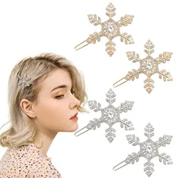 Snowflake Rhinestone Hair Clips Crystal Hairpin Barrette Wedding Bridal Christmas Ornaments Hair Accessories for Women Girls