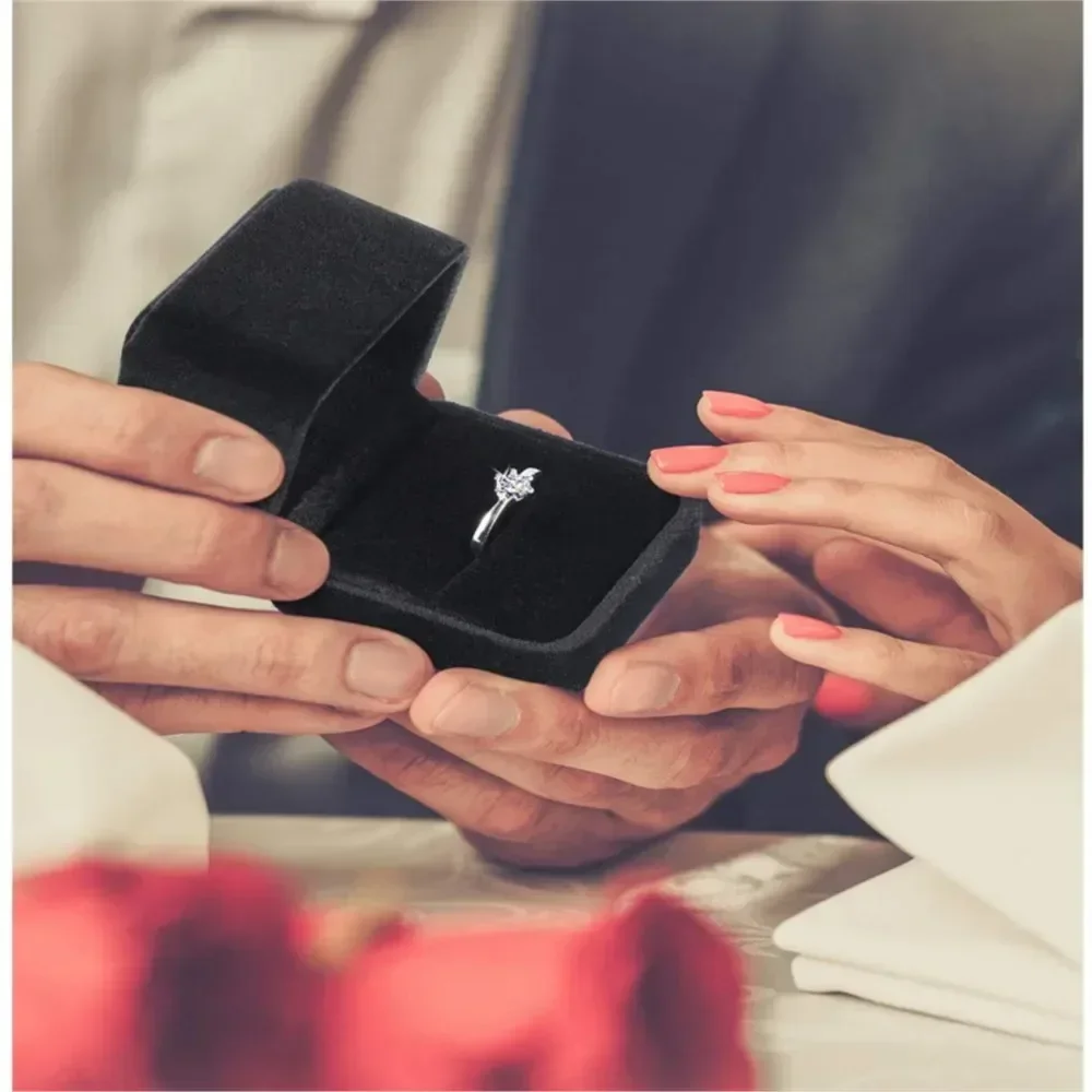 Großhandel Verlobung Samt Ohrring Ring Verpackung Box Schmuck Veranstalter Valentinstag Geschenk Fall Ring Display Halter Lagerung