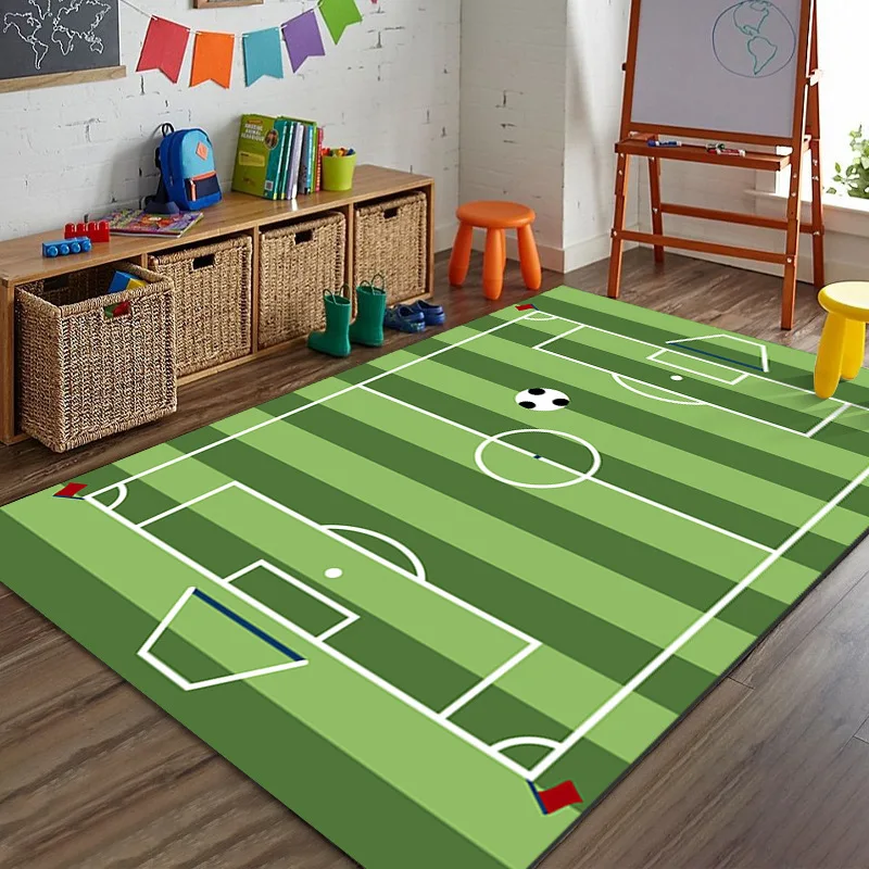 -alfombra antideslizante de campo de fútbol de dibujos animados, alfombra suave para dormitorio, sala de estar, cocina, puerta de educación temprana