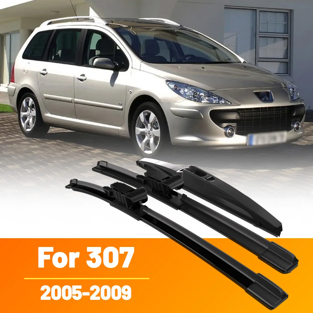 Wiper Front & Rear Wiper Blades Set For Peugeot 307 2005 - 2009 Windshield Windscreen Window Rain Brushes 28"+26"+14"
