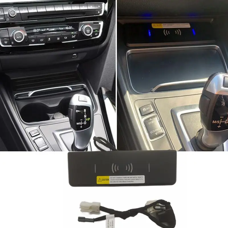 Car qi wireless charger for BMW 3 series F30 F31 F32 3GT F34 F36 center console water cup holder trim qi fast charge board