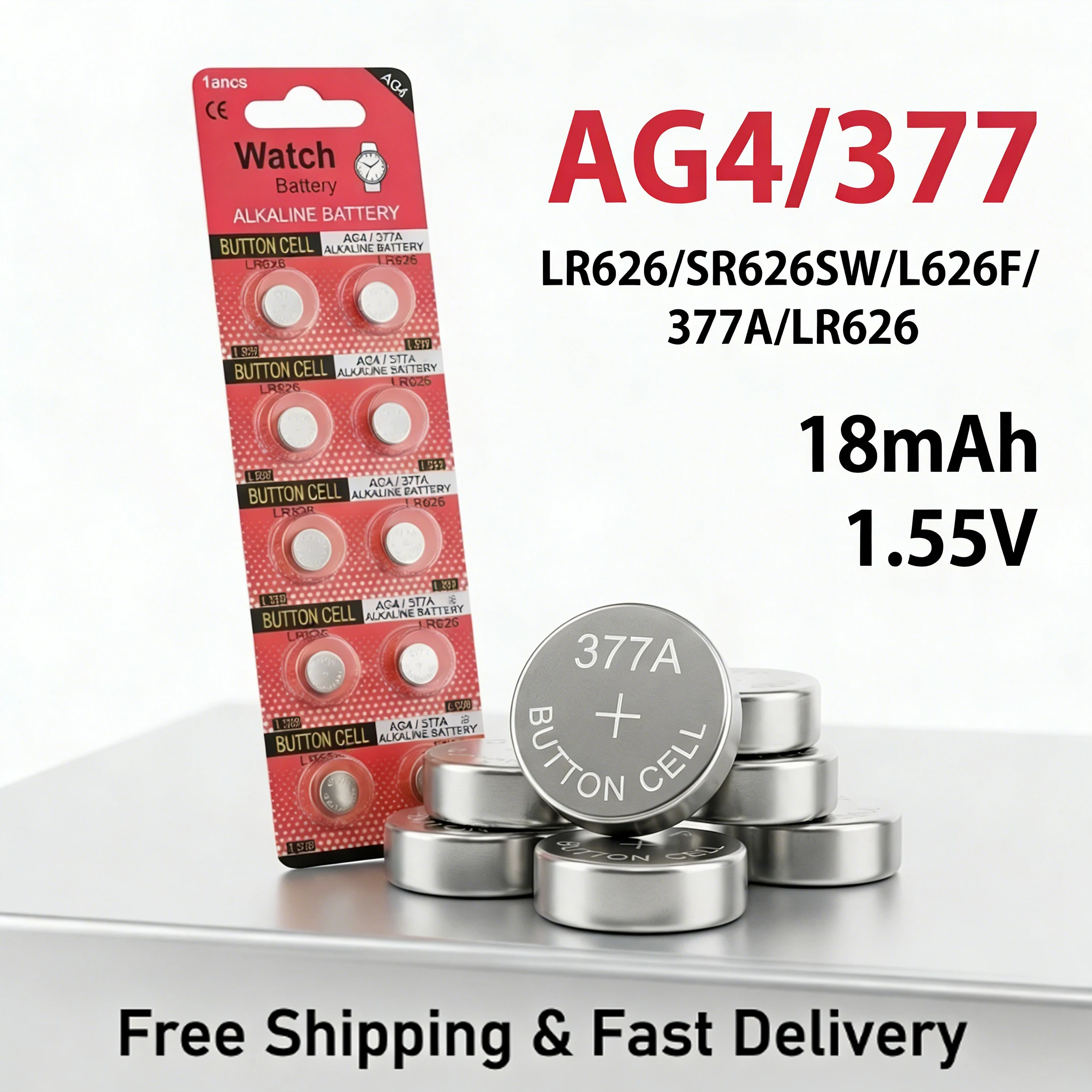 

2-10Pcs SR626SW AG4 1.5V Alkaline Button Battery LR626 377A V377 High Capacity Watch Battery for Mini Flashlight Toy