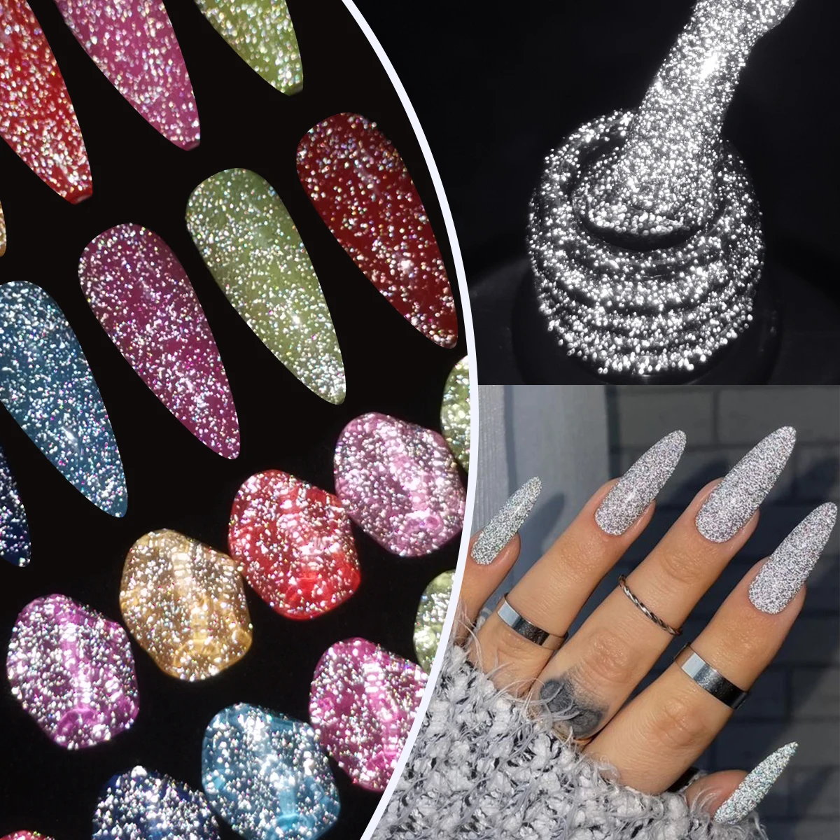 Quatro lírio 7ml capa superior reflexiva gel unha polonês glitter espumante arte do prego semi permanente gel polonês para unhas manicure diy