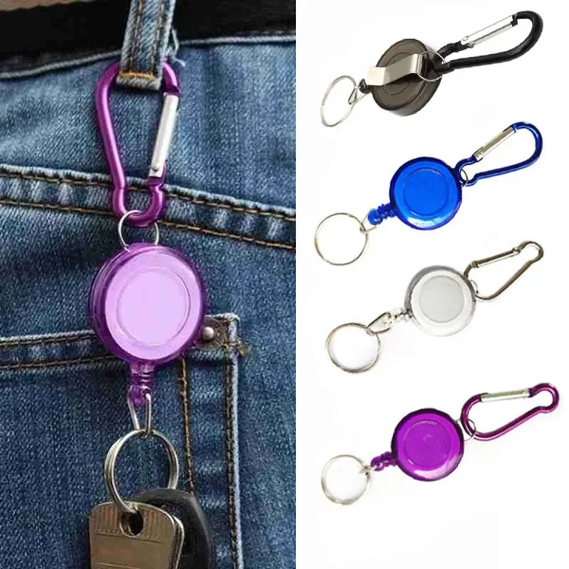 1PC Hot Sale Retractable Pull Key Ring ID Badge Name Tag Lanyard Card Holder Recoil Reel Belt Clip Metal Housing Supplies