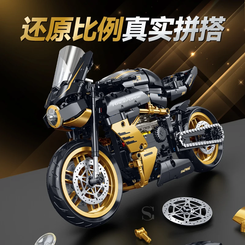 W magazynie motocykl techniczny Brutale1000 klocki Model samochód sportowy cegły montaż zabawek dla dzieci zestaw prezentów urodzinowych