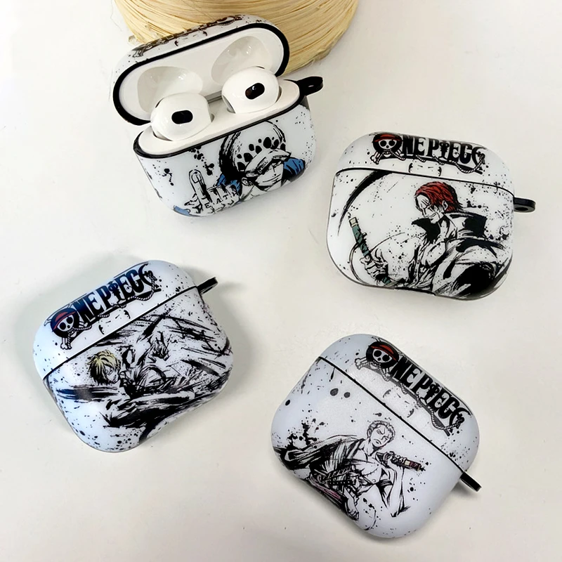 One Piece Earphone Case Airpods 3 1 Pro 2 Anime Figures Protective Shell Wireless Bluetooth Earphones Cover Toys Birthday Gifts