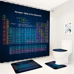 Periodic Table of Elements Shower Curtain Set Creative Modern Children Home Bathroom Decor Non-slip Rug Bath Mat Toilet Lid Mats