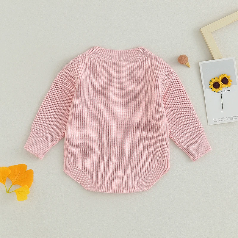 2023-07-04 Lioraitiin 0-24M Newborn Baby Girl Knit Romper Sweater Embroidery Flower Jumpsuits Infant Winter Fall Clothes