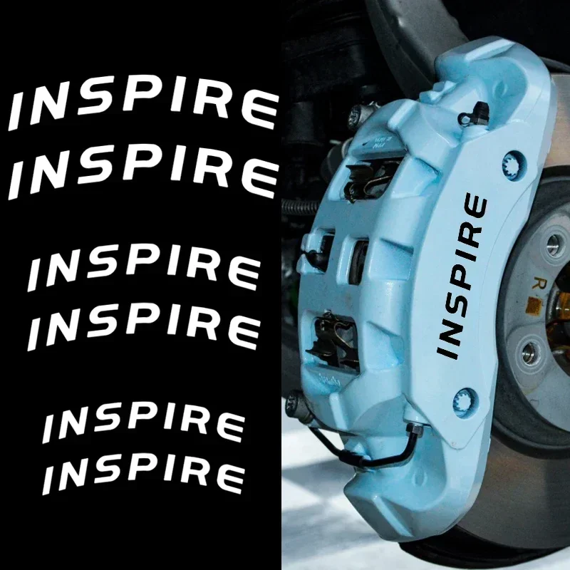 6pcs Heat Resistant Car Wheel Brake Caliper Sticker for Honda INSPIRE Badge Modified Auto Tire Hub Vinyl Decals Decoration