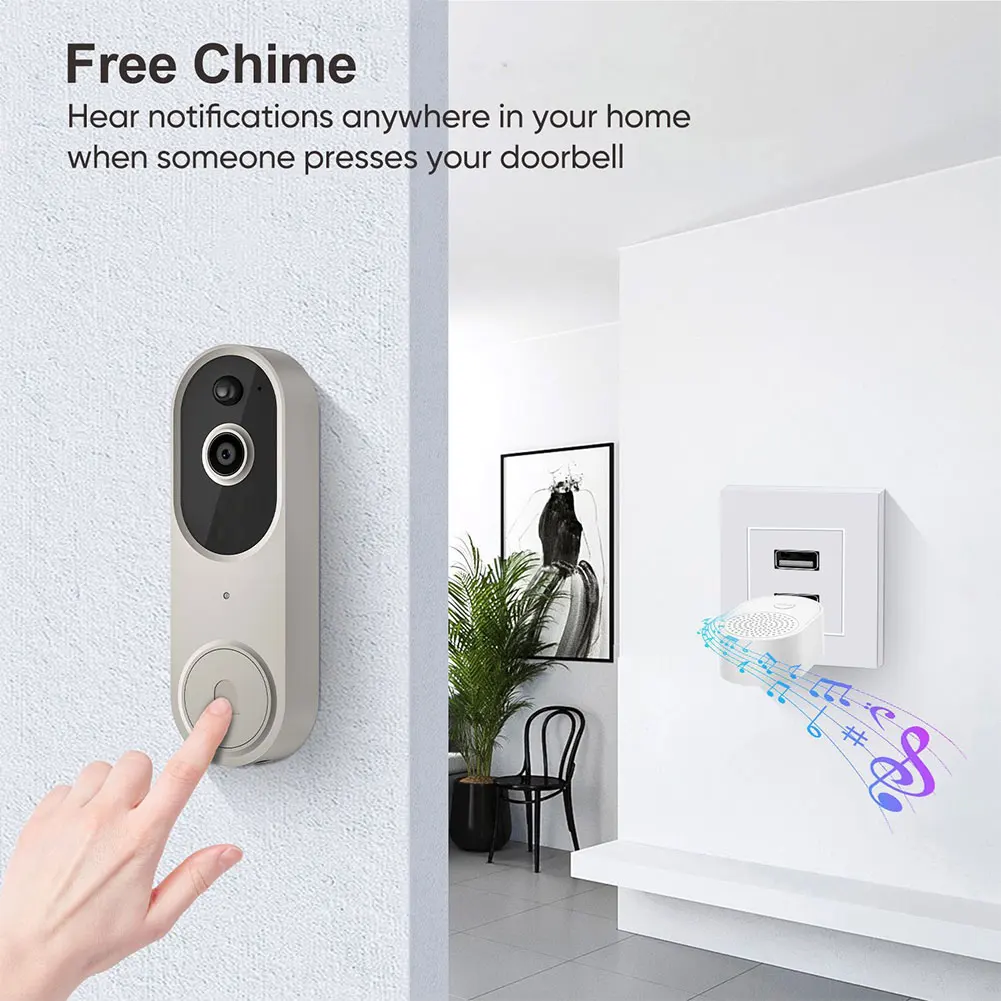 

1080P Wireless Doorbell Camera 2-Way Audio Wireless Video Doorbell Motion Detection for Home Office