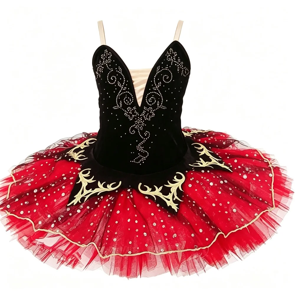 Black Red Professional Tutu La Esmeralda Performance Ballet Tutu Platter Pancake Tutu Dress Girls Kids Ballerina Party Costume