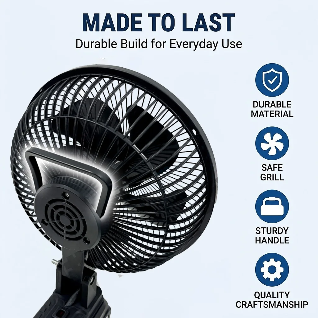 Portable 9 Inch 5-Blade Cordless Fan Compatible Makita 18V Battery Camping Fishing Office Fan Without Battery
