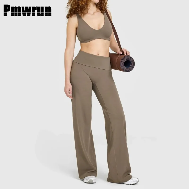 

PMWRUN Wide Leg Yoga Pants High Waisted Soft Stretchy Comfortable Slim Fit for Gym Yoga Pilates Workout Wear