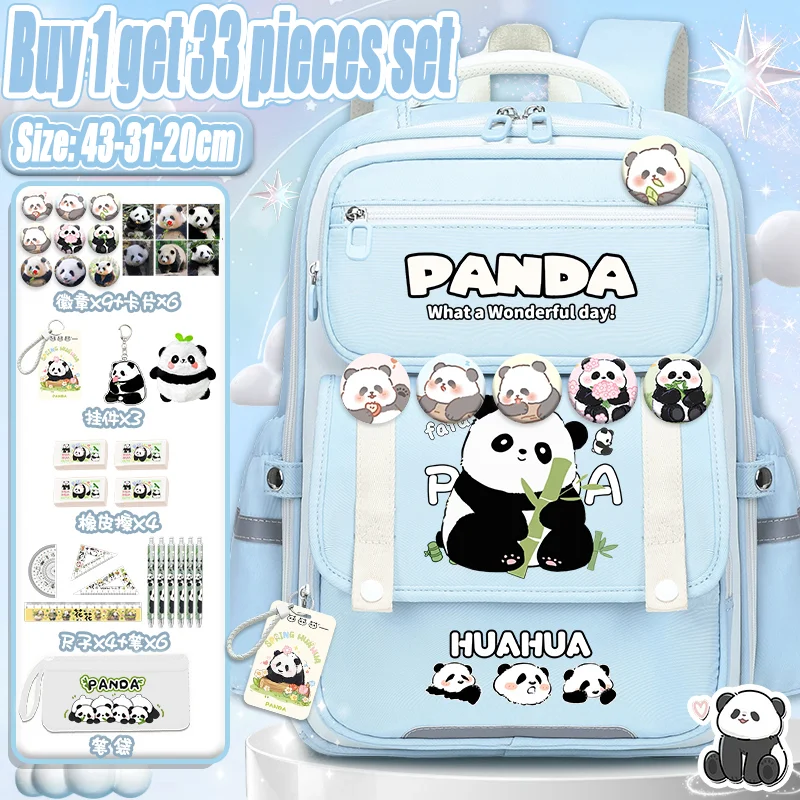 Cute Panda Backpack Girl 2025 New Sanrio Backpack Fashion Print Youth Large Capacity Children School Backpack