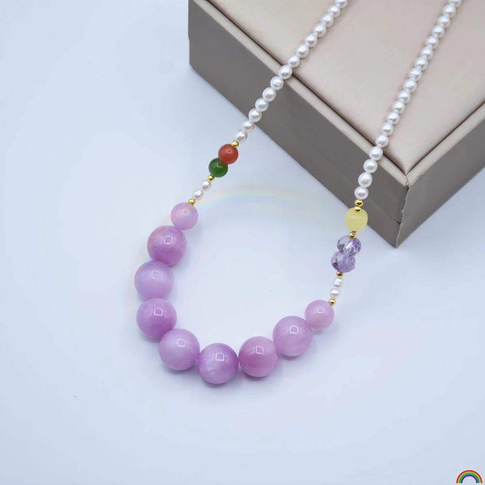 

Ожерелье из натурального пресноводного жемчуга с крупными бусинами, цвета фиолетового лития, с эффектом медового воска, простое и универсальное, на ключицу, Rwbuy