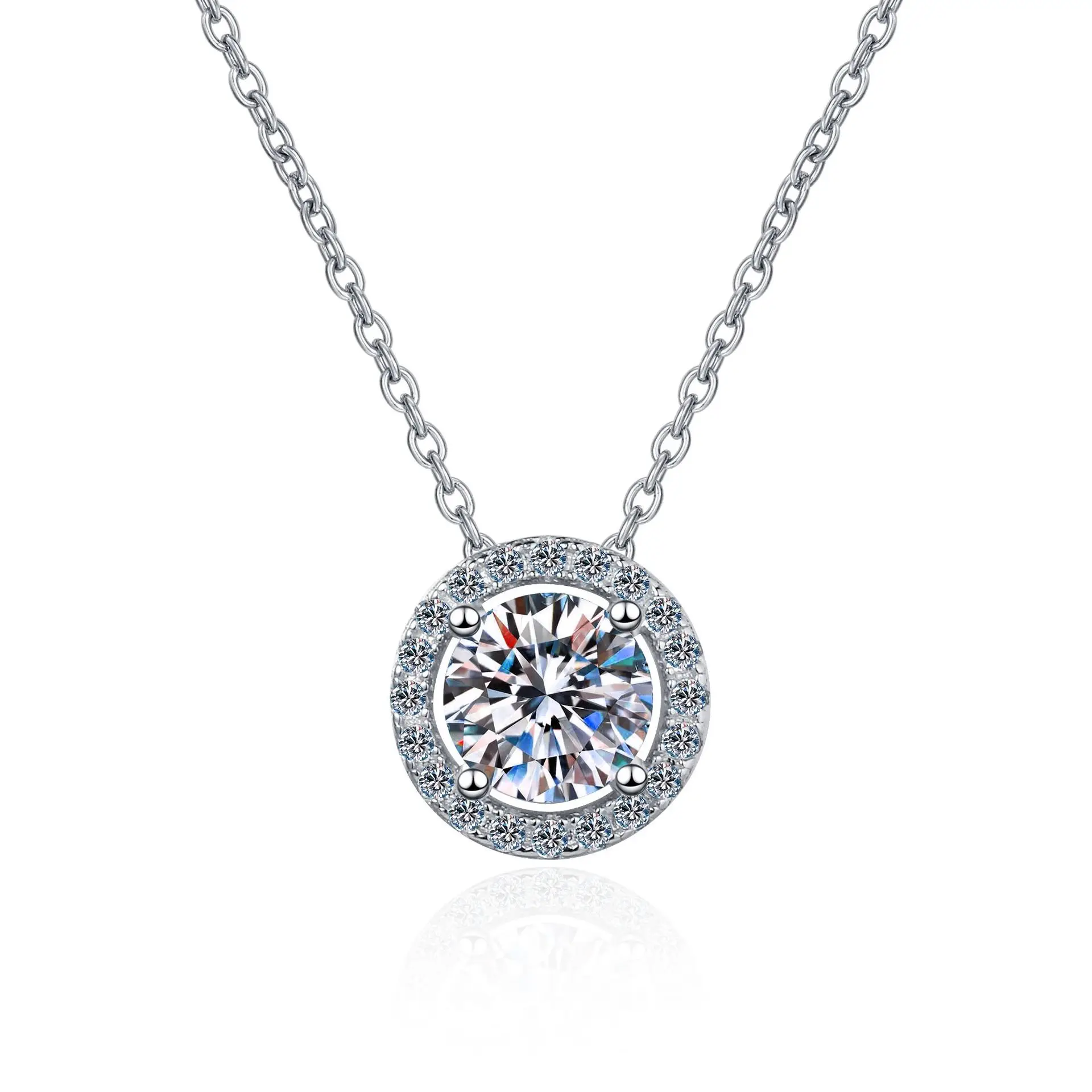 0.3 D Color Moissanite Necklace for Women 100% PT950-2CT Brilliant Lab Diamond Pendant 100% platinum Wedding Jewelry