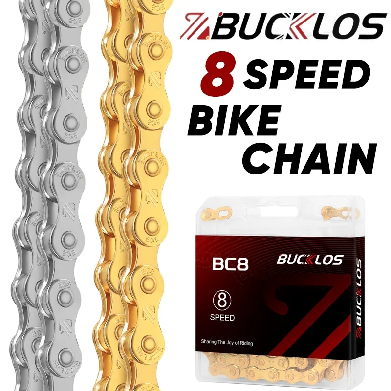 

BUCKLOS 8 Speed Bicycle Chain 116 Links Road Mountain Bike Chain Stainless Ultralight Universal MTB Chain Bicycle Accessories