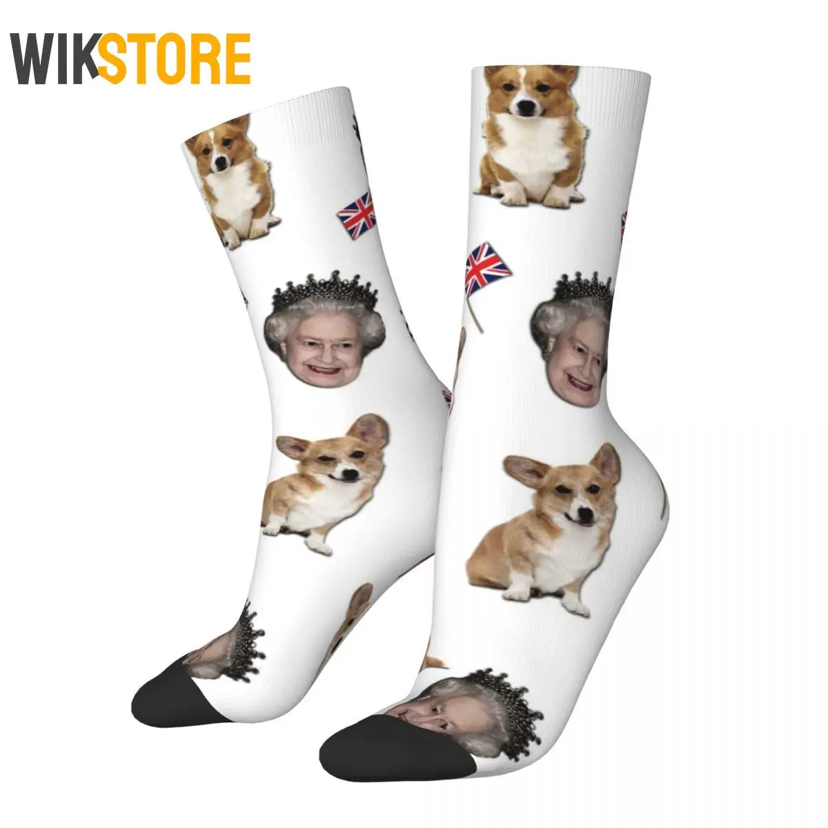 

Queen Elizabeth And Corgis Socks Men Women Casual Socks Harajuku Spring Summer Autumn Winter Socks Gifts