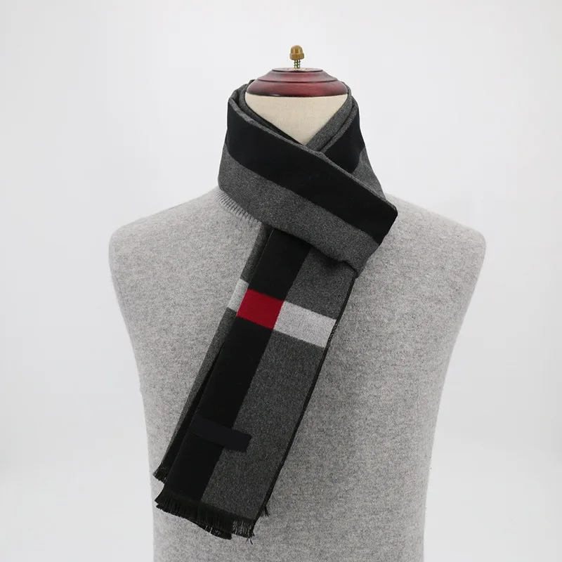 2025 Winter Men Scarf Keep Warm Scarf Casual Fashion Brand Designers Knit Neckerchief Patchwork Wool Cashmere Scarf Shawl Wrap