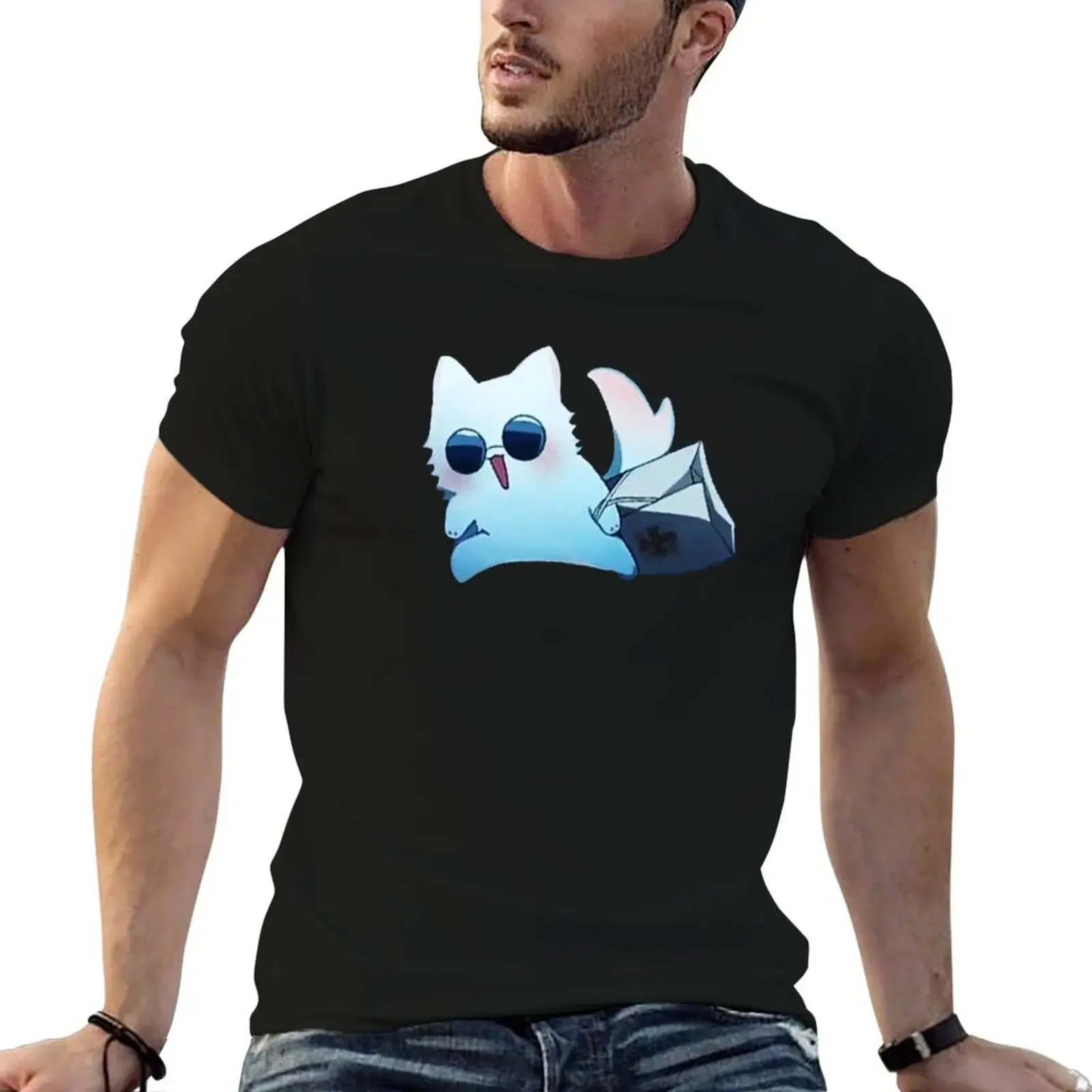 

Gojo cat T-Shirt cotton man t-shirts anime clothes men t shirt