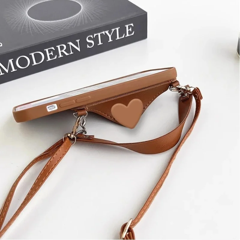 Crossbody Lanyard Hand Strap Love Leather Card Case for Samsung Galaxy A15 A25 A35 A55 A05 A05S 5G Cover