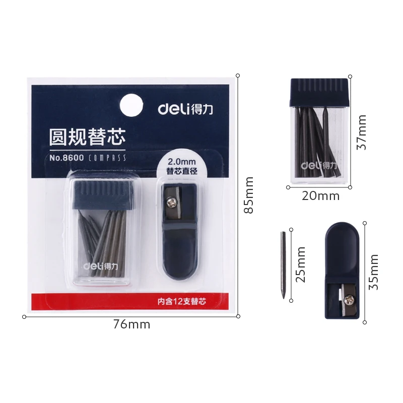 Deli conjunto de bússola de metal, exame de desenho profissional, ferramenta geométrica, material de papelaria para estudantes