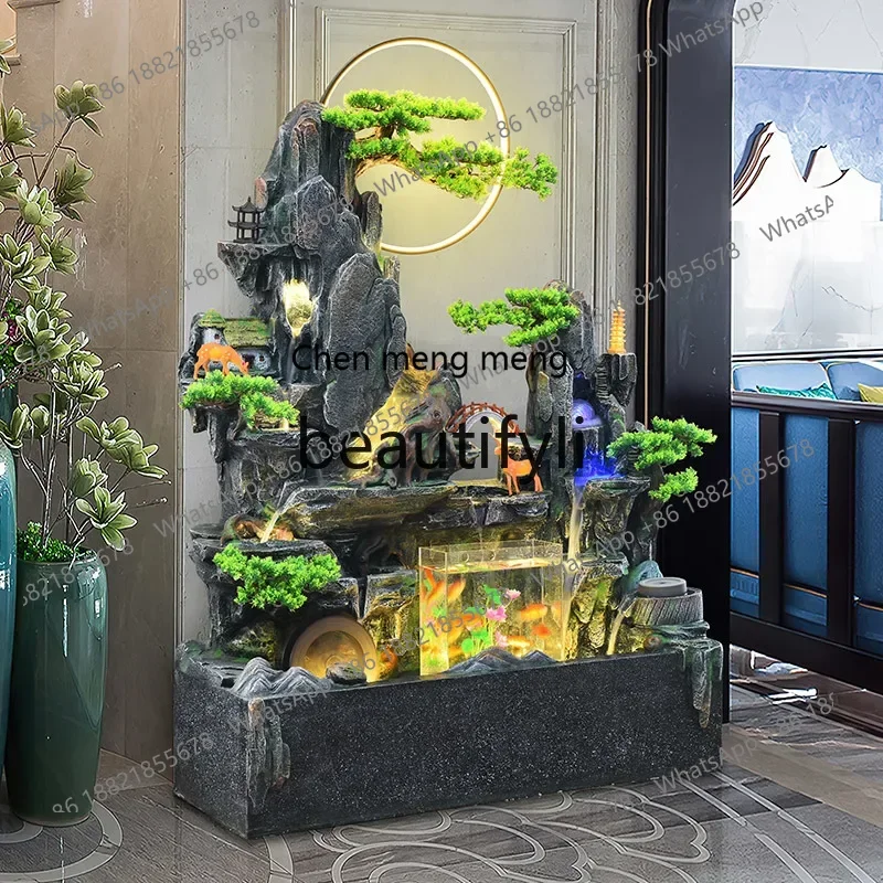 

D178 Rockery flowing water fountain screen partition fountain landscape, transshipment ball lucky feng shui wheel ornament