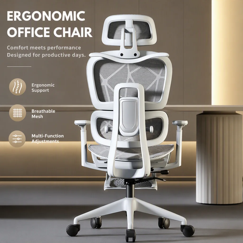 Affordable Ergonomic Office Chair with Carpet Casters, Adjustable Reclining Backrest, and Breathable Mesh Seat