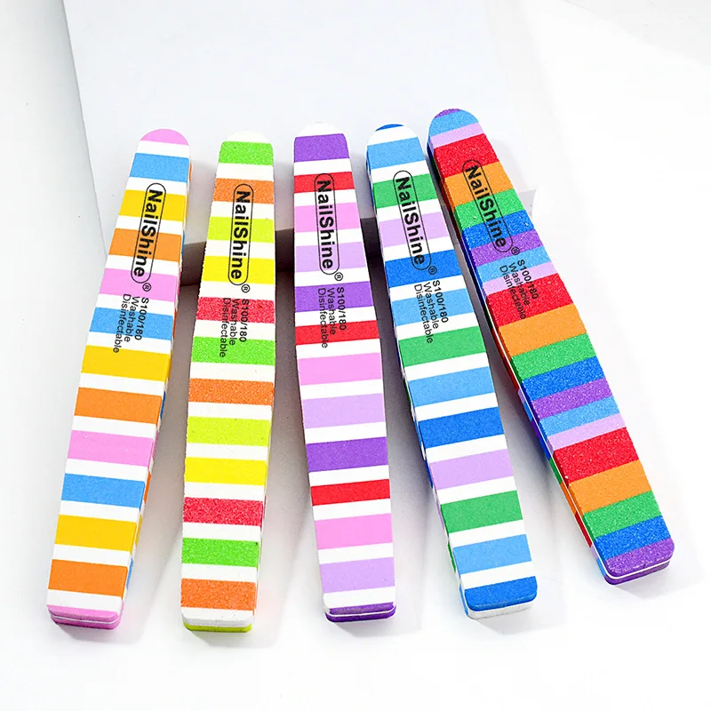 Limas de uñas de doble cara, esponja Lima 100 180, lavable, desinfectante, lima pulidora, juego de rayas, accesorios para uñas, 5 uds.