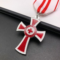 Austria, Imperial. An Honour Decoration of The Red Cross Pendant Silvery-plated Medal Ribbon Badges Decoration Crafts