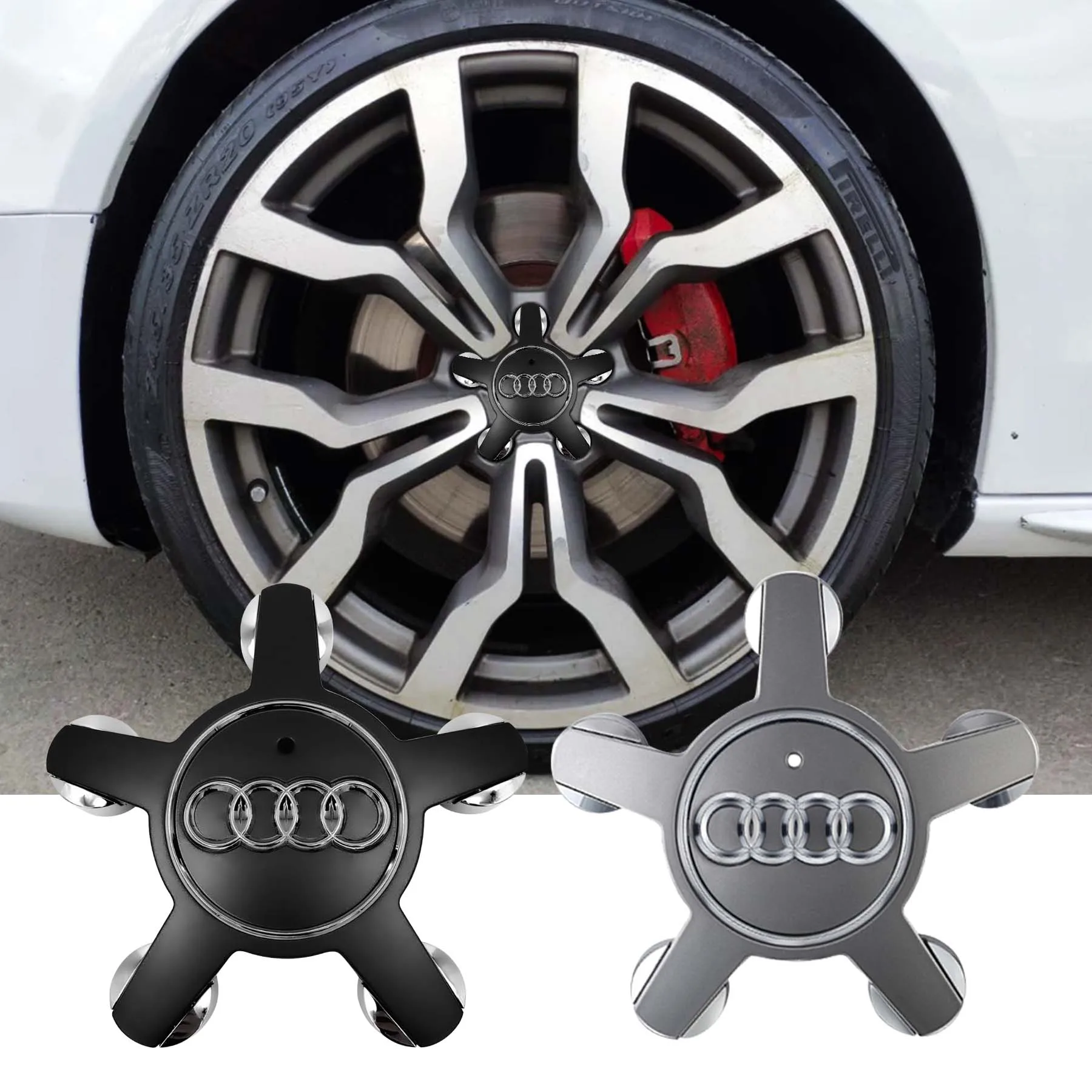 4Pcs 128mm Car Wheel Tire Rim Center Hub Caps Cover Decoration For AUDI A3 A5 A4L A4 A1 A6L A7 A7L Q3 Q5 Supercar S3 RS5 A8 TT