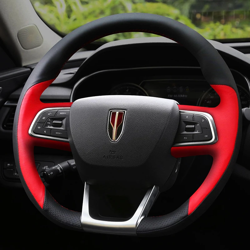 DIY Leather for Hongqi HS5 HS3 HS7 H5 H7 H9 Hand Sewing Stitches Car Steering Wheel Cover Car Interior Accessories Protection