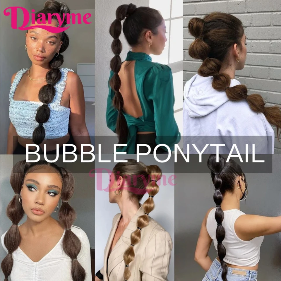 Bubble Ponytail Extension Syntetyczny długi owinięty kucyk Przedłużanie włosów dla kobiet Czarny brązowy Lantern Bubble Ponytail Hai