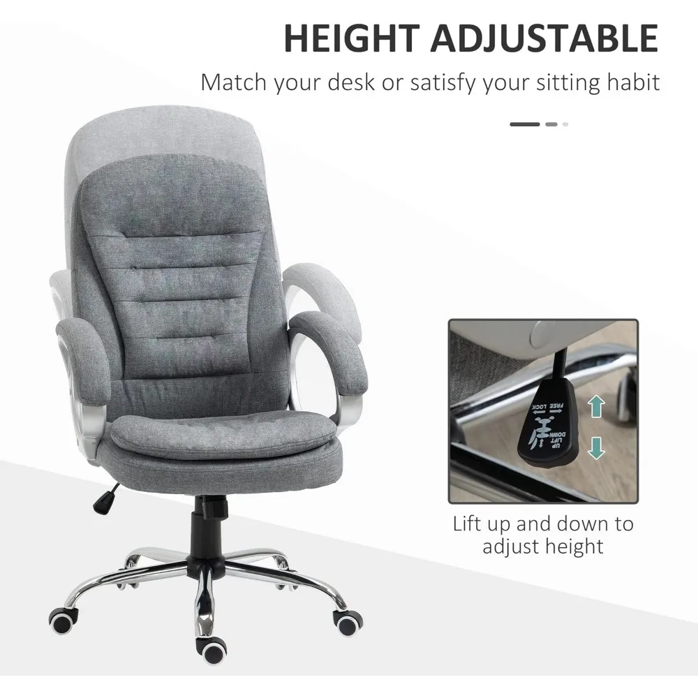 Executive Ergonomic High Back Office Chair with Adjustable Height, Padded Headrest, and Armrests