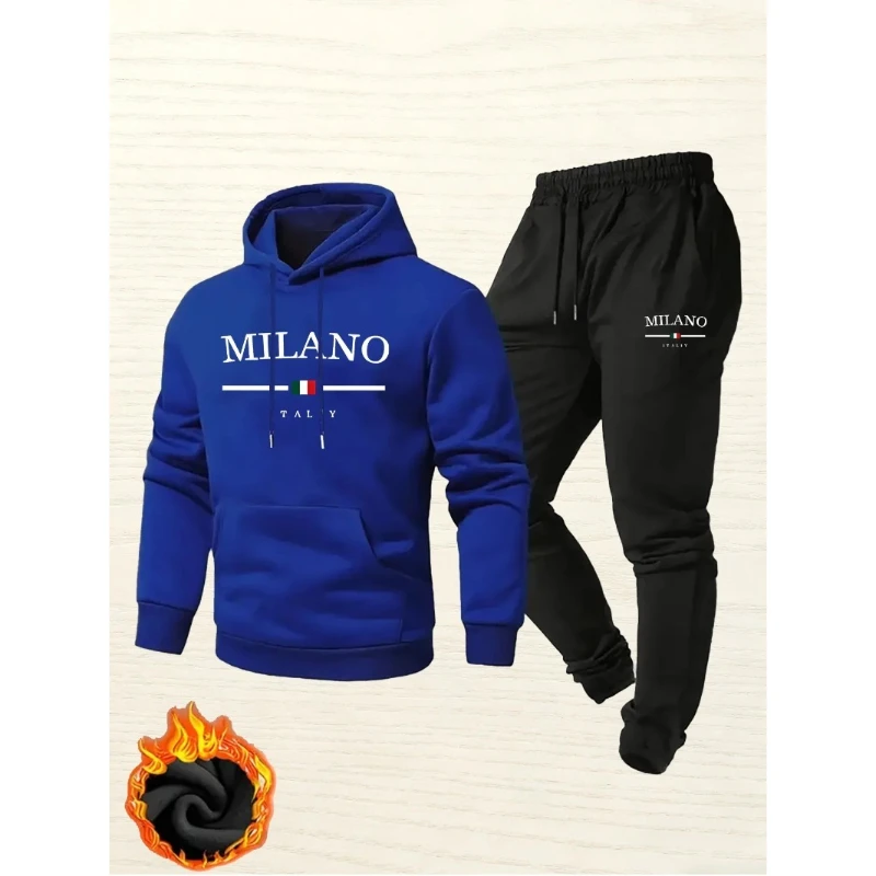 

Новый модный мужской спортивный костюм, толстовка с капюшоном и спортивные штаны, спортивная одежда с итальянским принтом, осенне-зимний повседневный спортивный костюм