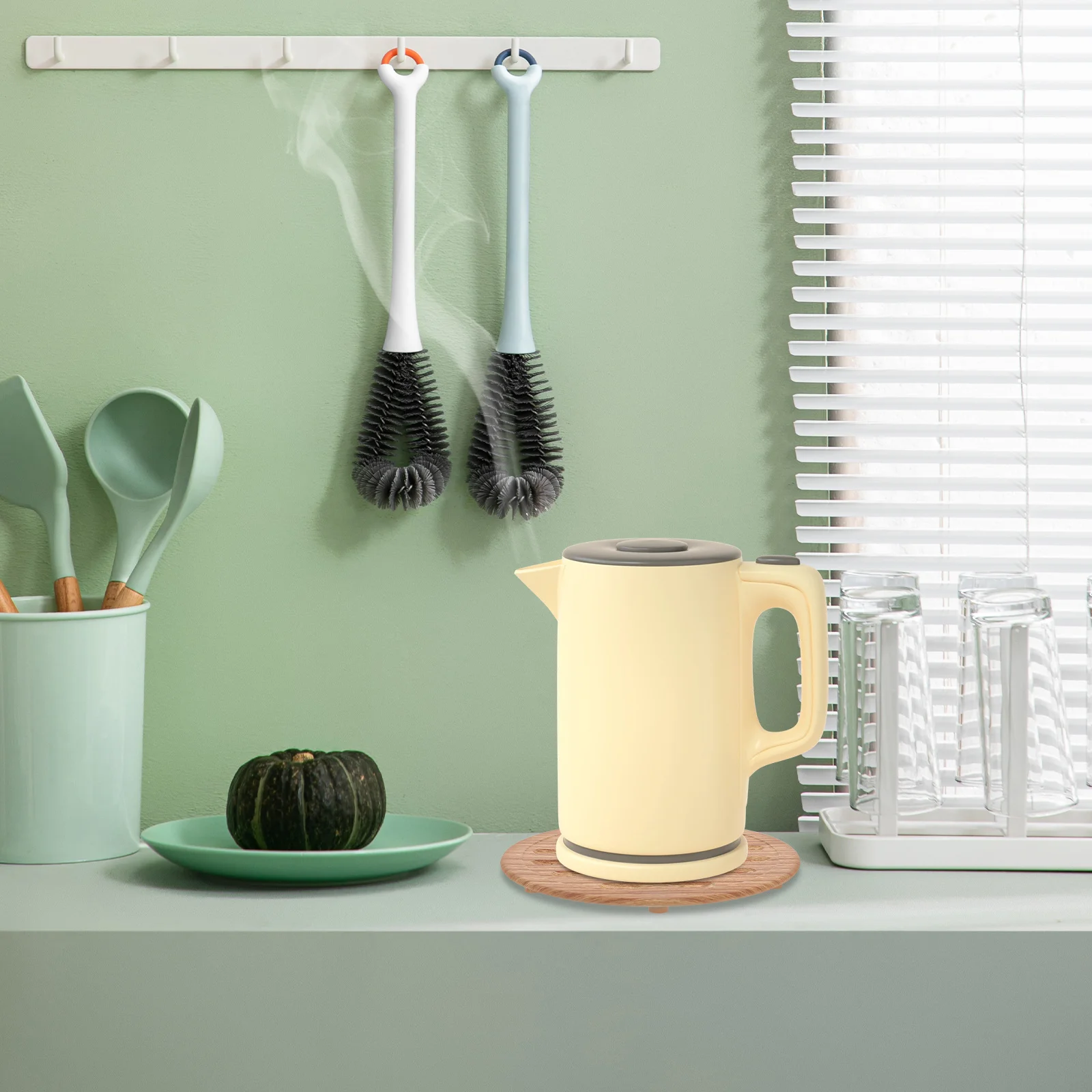 

Teakettle Insulation Mat Round Water Kettle Pad Soft PU Plastic Material Multi-Functional Insulated Cushion for Tea Pot